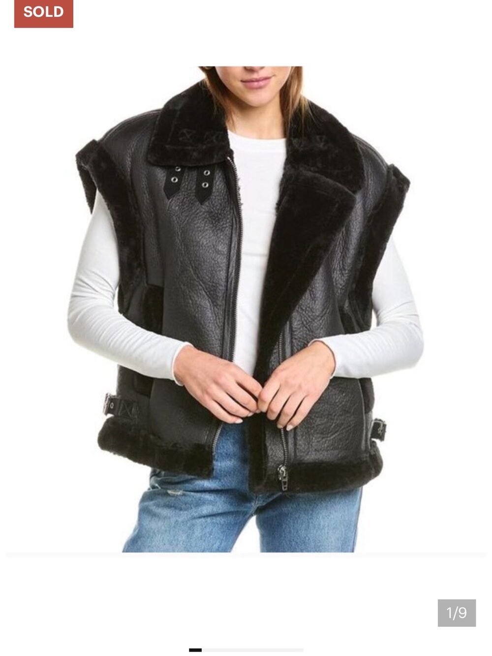 BlankNYC Night Watch Vegan Leather and Sherpa Lined Vest XSmall
